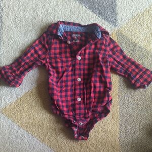 OshKosh Red and Blue Plaid Baby Bodysuit